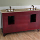 62" Double Sink Vanity-Wood-Walnut-Travertine