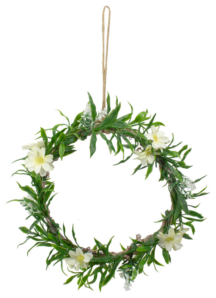 Mini Floral and Foliage Spring Wreath Yellow 9"