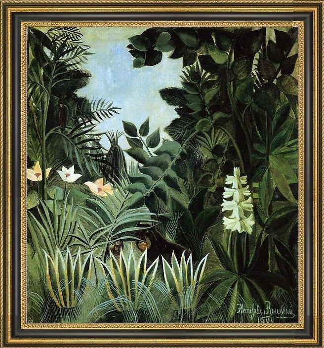 Henri Rousseau Exotic Landscape Framed Premium Canvas Print, 20"x20"