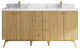 Pasadena 72" Double Sink Bath Vanity, Light Natural Teak 2" Calacatta Poanazzo