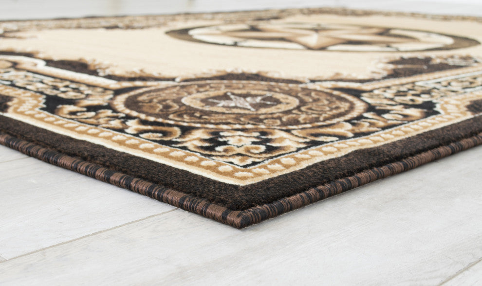 Allstar Western Area Rug Texas Star design, Black, 8x10