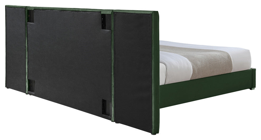 Pablo Velvet Upholstered Bed, Green, Queen