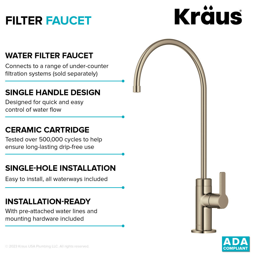 KRAUS Oletto Drinking Water Filter Faucet, Spot Free Antique Champagne Bronze
