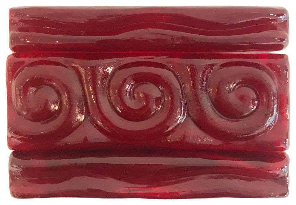 2x6 Snail Bar Hand Poured Glass Tile, Red