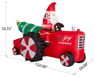 11FT Lighted Inflatable Santa on Tractor Decor