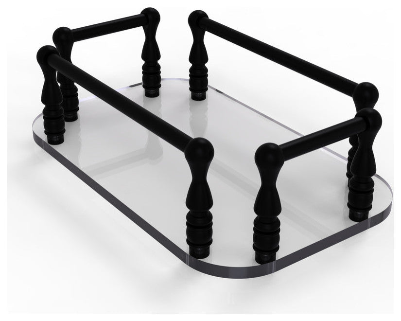 Vanity Top Glass Guest Towel Tray, Matte Black