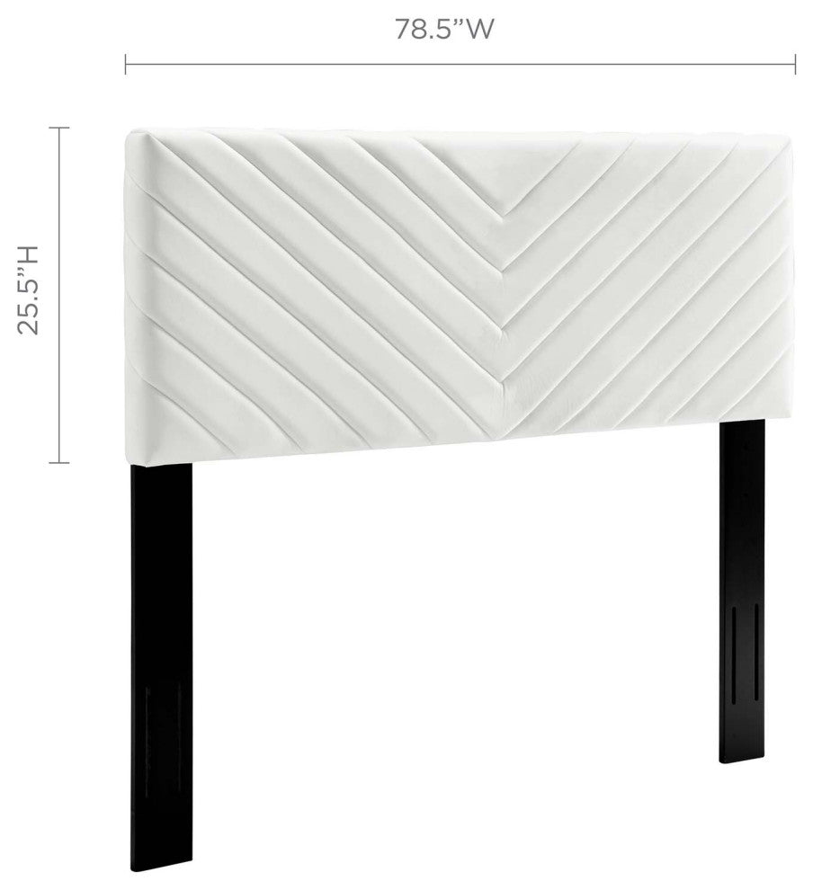 Tufted Headboard, King Size, Velvet, White, Modern Contemporary, Bedroom Master