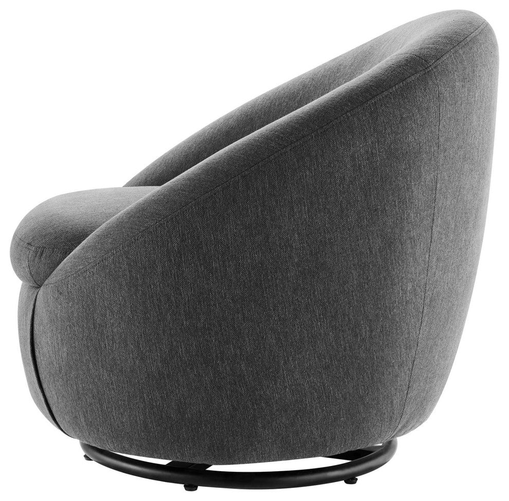 Armchair Swivel Accent Chair, Black Gray, Fabric, Modern, Cafe Hospitality