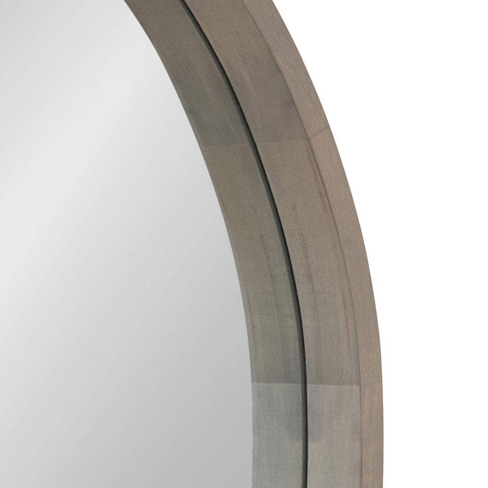 Hutton Round Wood Wall Mirror, Gray 30 Diameter