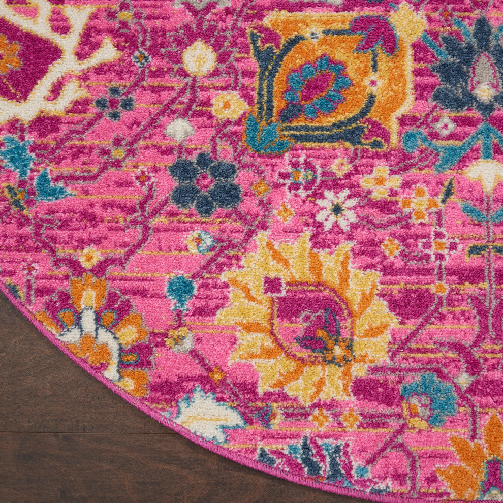 Nourison Passion 8' x Round Fuchsia Bohemian Indoor Area Rug