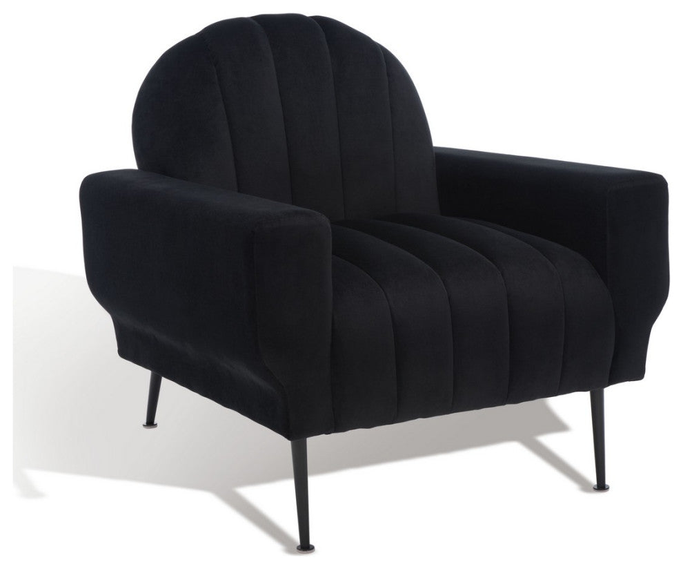 Safavieh Couture Josh Channel Tufted Accent Chair, Black