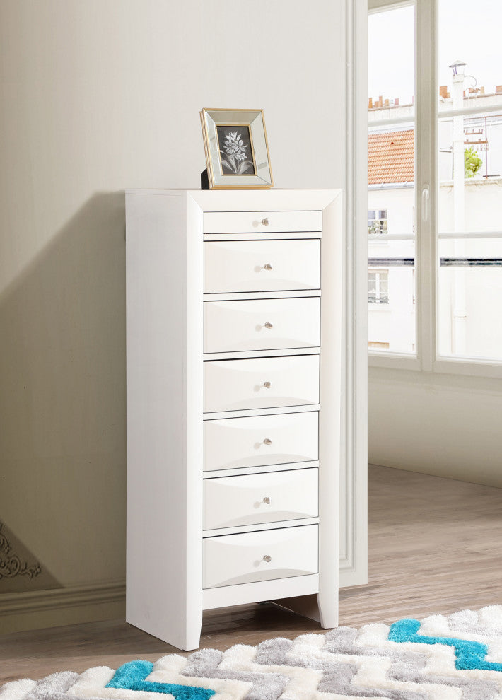 Marilla White 7 Drawer Chest of Drawers, 23"x17"x58"