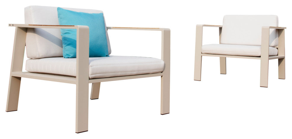 HIGOLD 6801 Nofi  4 Pieces Teak Outdoor Conversation Set with Blue Pillow , Alu