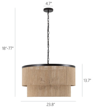 GetLedel 23.8" 6-Light Dimmable Handwoven Drum Chandelier, Oil Rubbed Bronze