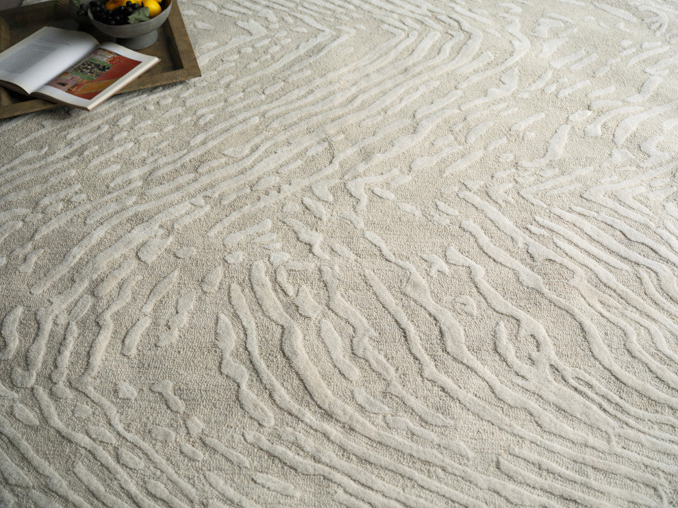Entro Handmade New Zealand Wool Silver/Ivory Area Rug, 12'x15'