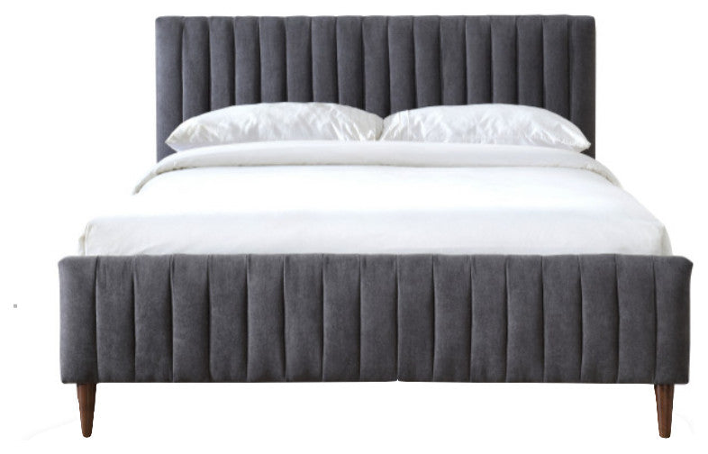 Omax Decor Spencer Upholstered Platform Bed, Dark Gray, Queen