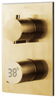 Avellino 22" Brushed Gold Rainfall Shower System, 6 Jetted Body Sprays, Non LED