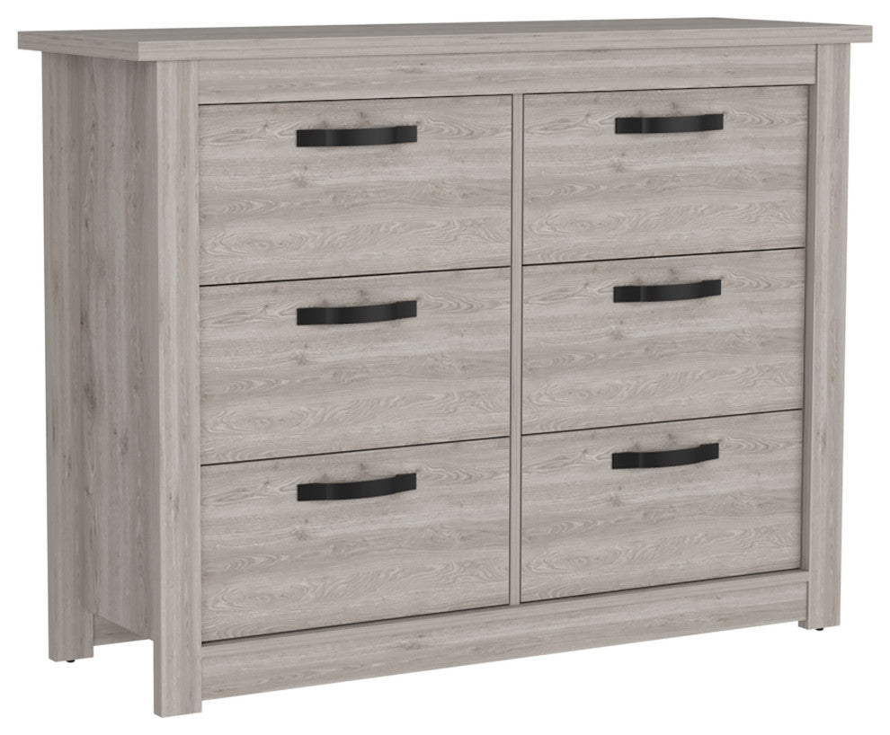 Galena Six Drawer Double Dresser, Light Gray