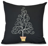 Filigree Tree,Geometric Print Pillow,Black, 16" x 16"