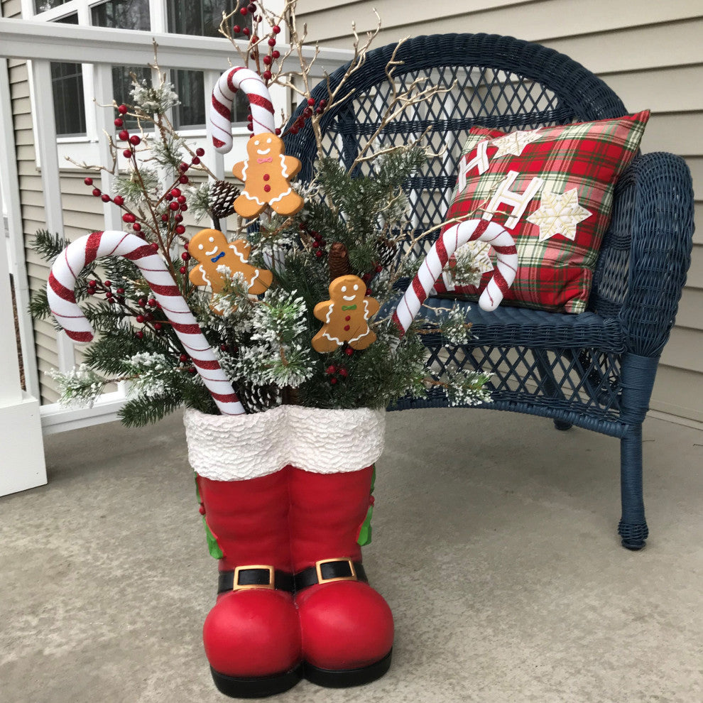 Sunnydaze Santa Boots Statue, 13" Polyresin, Indoor or Outdoor Decoration