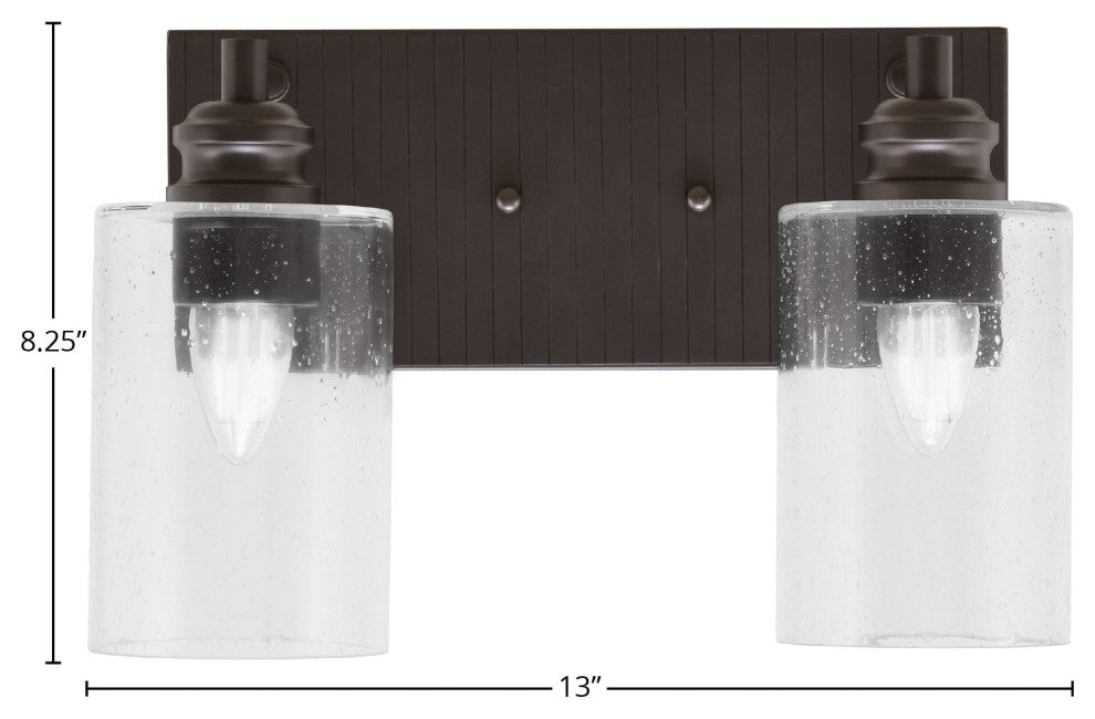 Edge 2-Light Bath Bar, Espresso Finish, 4" Clear Bubble Glass