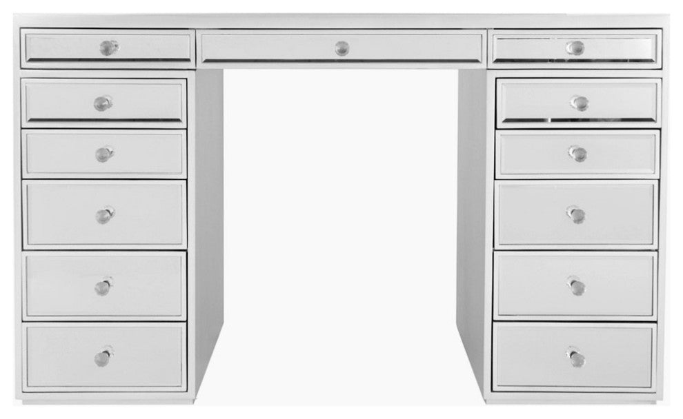 SlayStation Plus Premium Mirrored Vanity Table, White