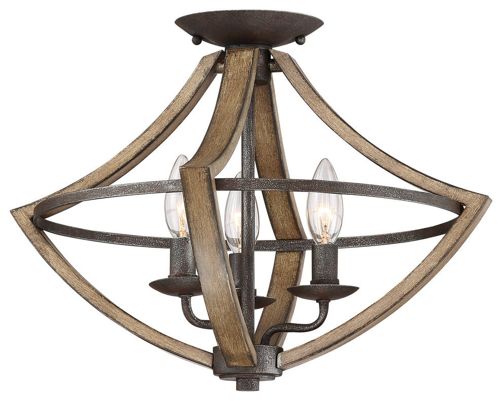 Shire 3-Light Flush Mount, Rustic Black