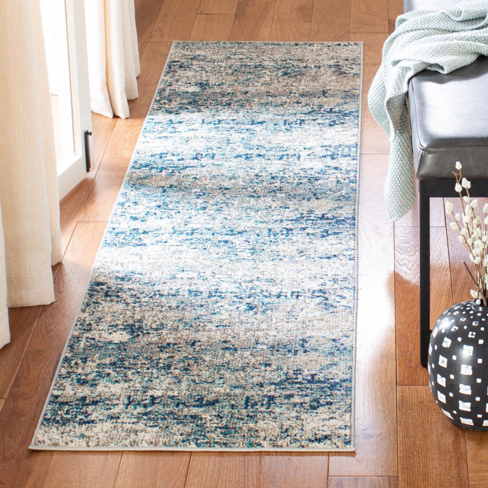 Safavieh Madison Mad460K Organic and Abstract Rug, Gray and Blue, 10'0"x10'0" Square