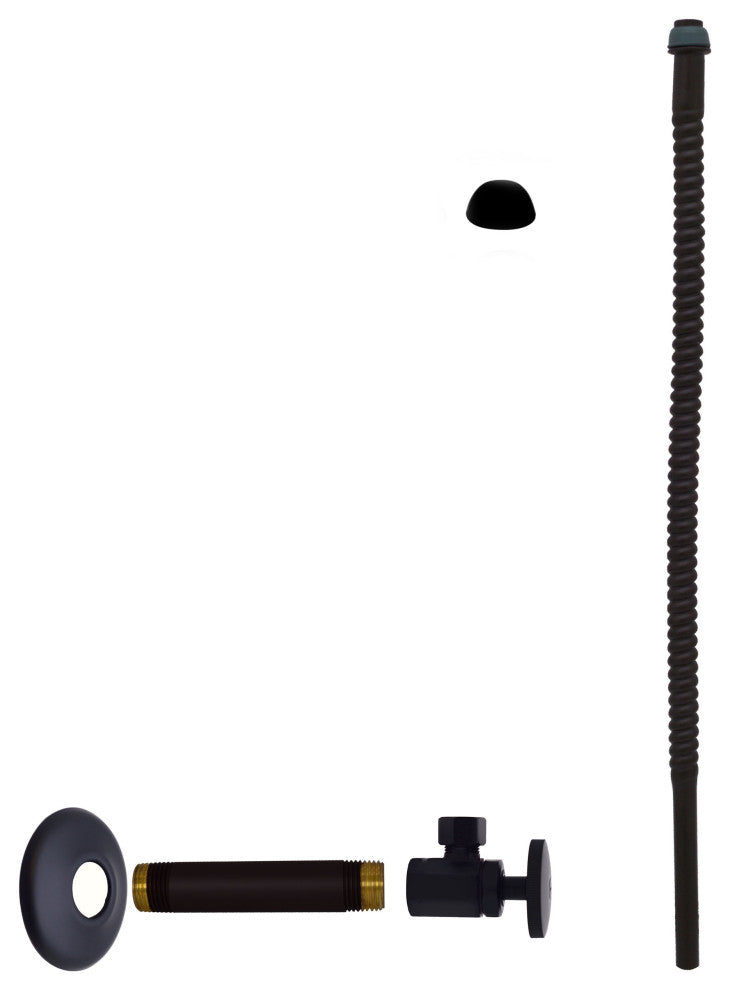 Supply Kit - 1/2" Ips X 3/8" Od X 15" Corrugated In Polished Nickel, Powder Coated Flat Black
