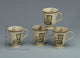Ceramic Decorative Porcelain Mug, Cream/Brown, Set of 4