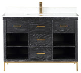 Kesia Black Oak Bathroom Vanity Set, 48", Without Mirror