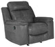 Benzara BM263447 Rocker Recliner With Pull Tab Reclining Motion, Dark Gray