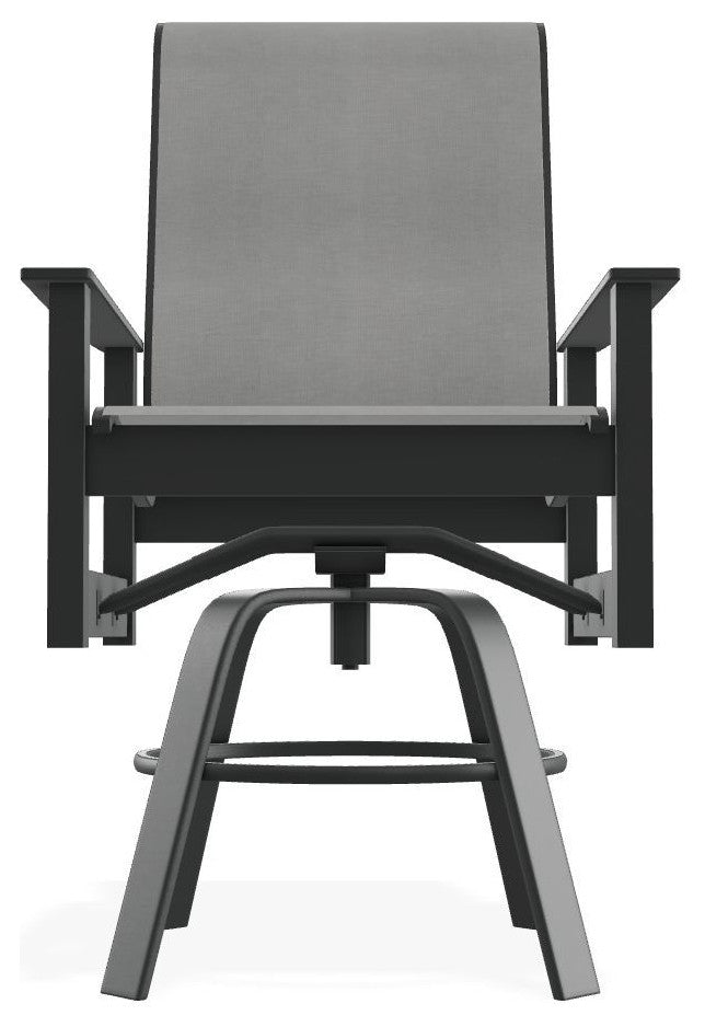 Leeward Sling Balcony Height Outdoor Swivel Armchair, Alloy/Graphite