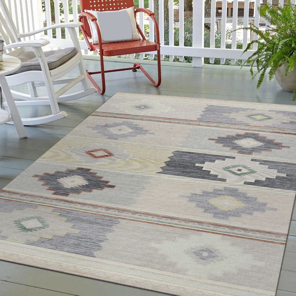 Indoor/Outdoor Phoenix PH1 Ivory Machine Washable 5' x 7'6" Rug
