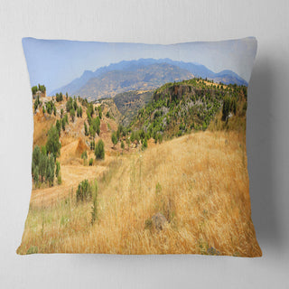 Cyprus Landscape Panoramic View Landscape Printed Throw Pillow, 18"x18"