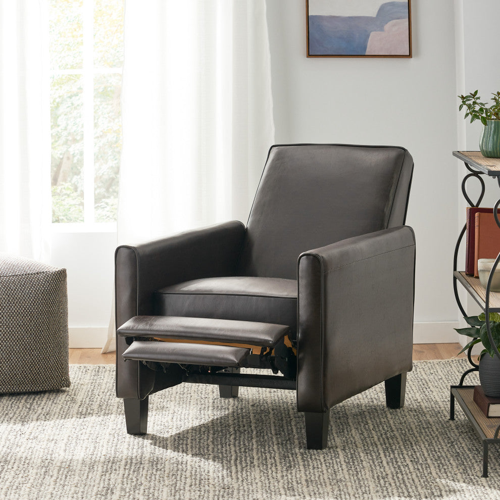 GDF Studio Hinus Indoor Upholstery Club Chair Recliner, Brown Leather