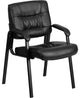 Black Leather Executive Side Reception Chair With Black Frame Finish