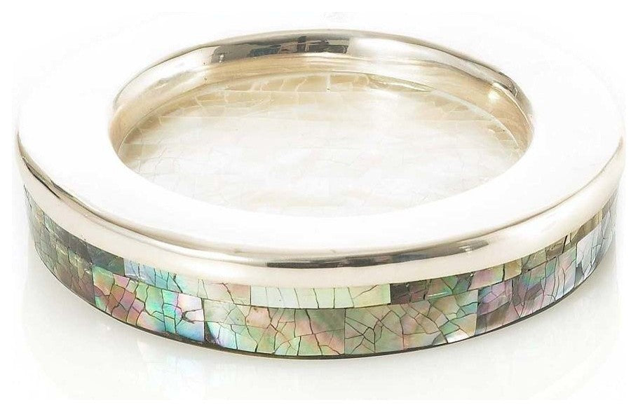 Wine Bottle Stand, Mother of Pearl and Sterling Silver