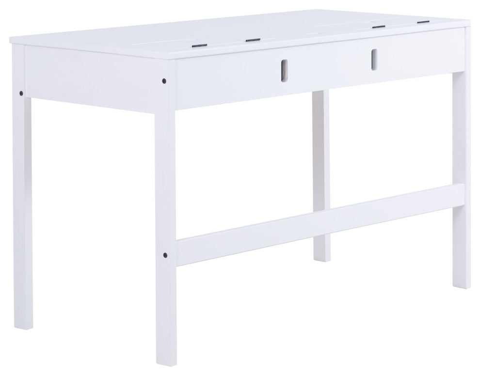 Memomad Bali Home Office Solid Wood Desk with Drawers (Off-White)