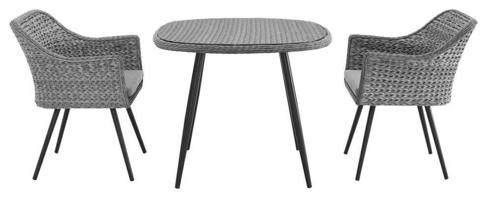 Endeavor 3 Piece Outdoor Patio Wicker Rattan Dining Set