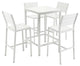 Benzara BM287843 Bar Table Set, White Polyresin Backrests and Seats, Aluminum
