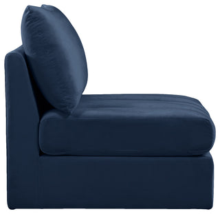 Jacob Velvet Upholstered Modular Armless Chair, Navy