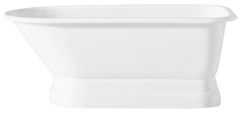 Cheviot Products Cast Iron Pedestal Tub and Faucet Holes in Wall of Tub