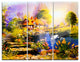 "House near the Lake Swans" Glossy Metal Wall Art, 3 Panels, 36"x28"