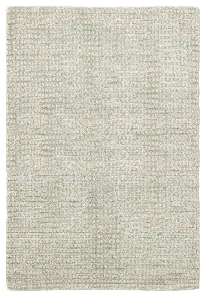 Cut Stripe Ocean Hand Knotted Viscose/Wool Rug, Blue, 8' x 10'