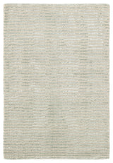 Cut Stripe Ocean Hand Knotted Viscose/Wool Rug, Blue, 8' x 10'