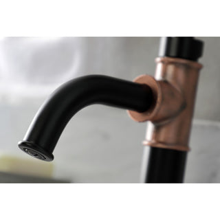 Single-Handle Bathroom Faucet With Push Pop-Up, Matte Black/Antique Copper