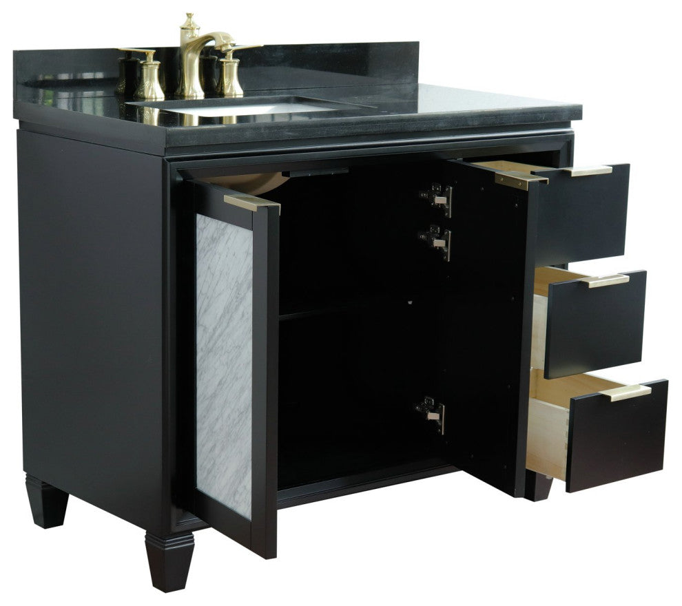 43" Single Vanity, Black Finish With Black Galaxy