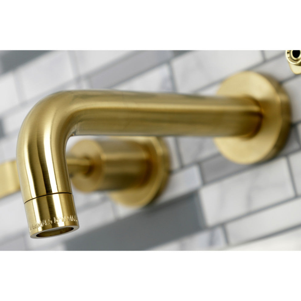 Kingston Brass KS8127KL Two-Handle Wall Mount Bathroom Faucet, Brushed Brass