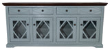 71" Shelter Bay Credenza, Soft White Base, Caribbean Rum Top